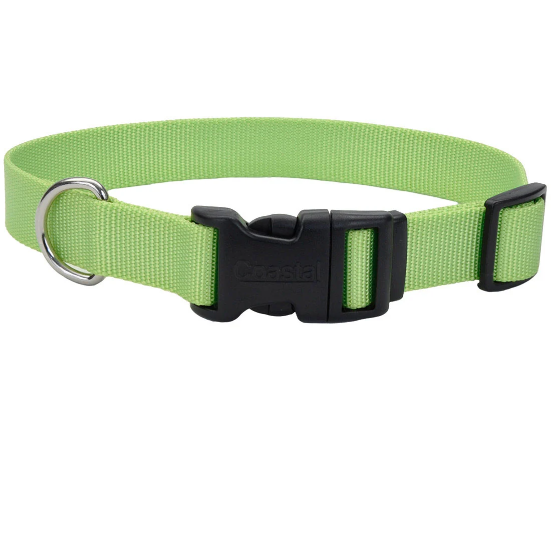 10-14" Adjustable Dog Collar w/Plastic Buckle, Lime Green