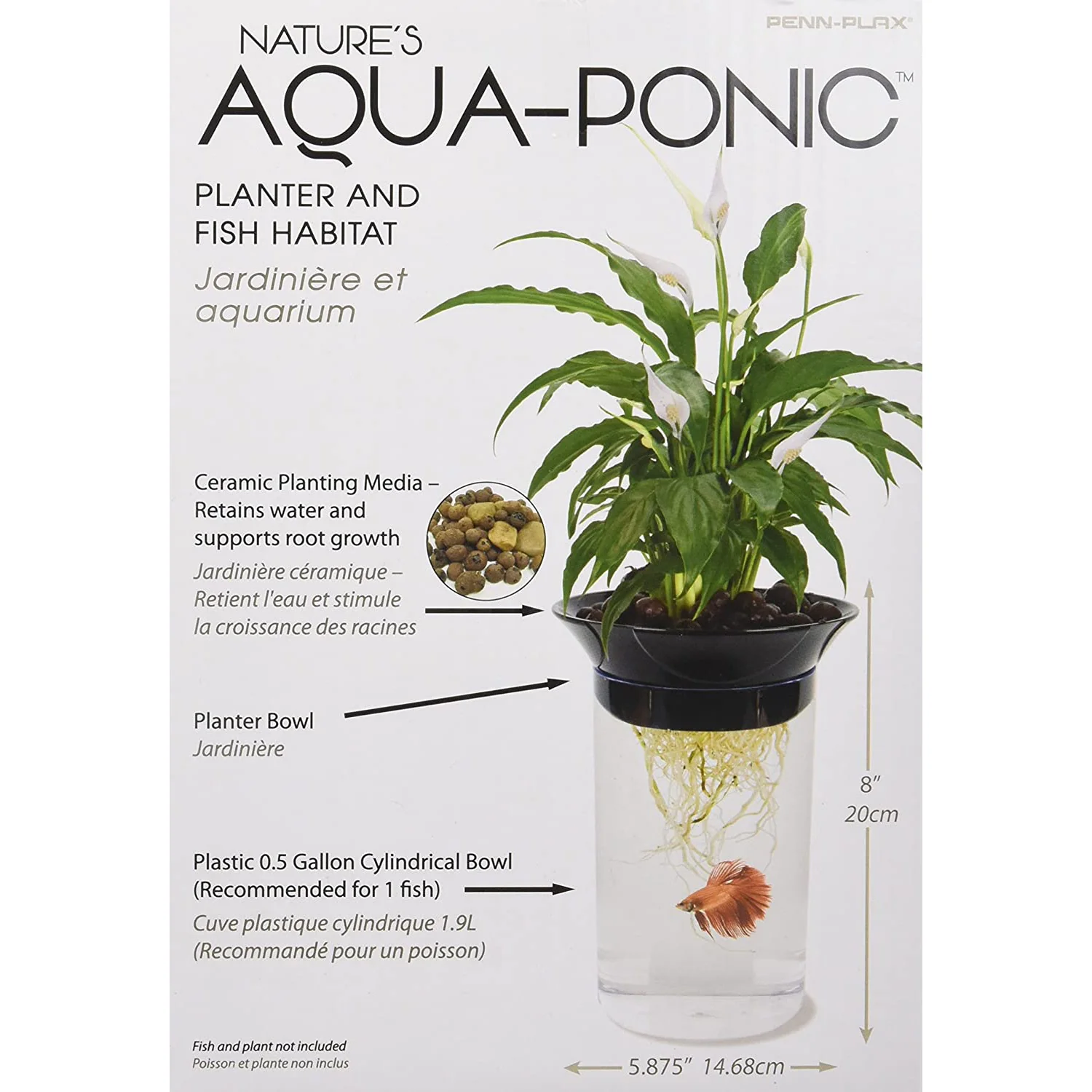 Aqua-Ponic Planter & Betta Fish Habitat, 2 Liter Tank - Image 3
