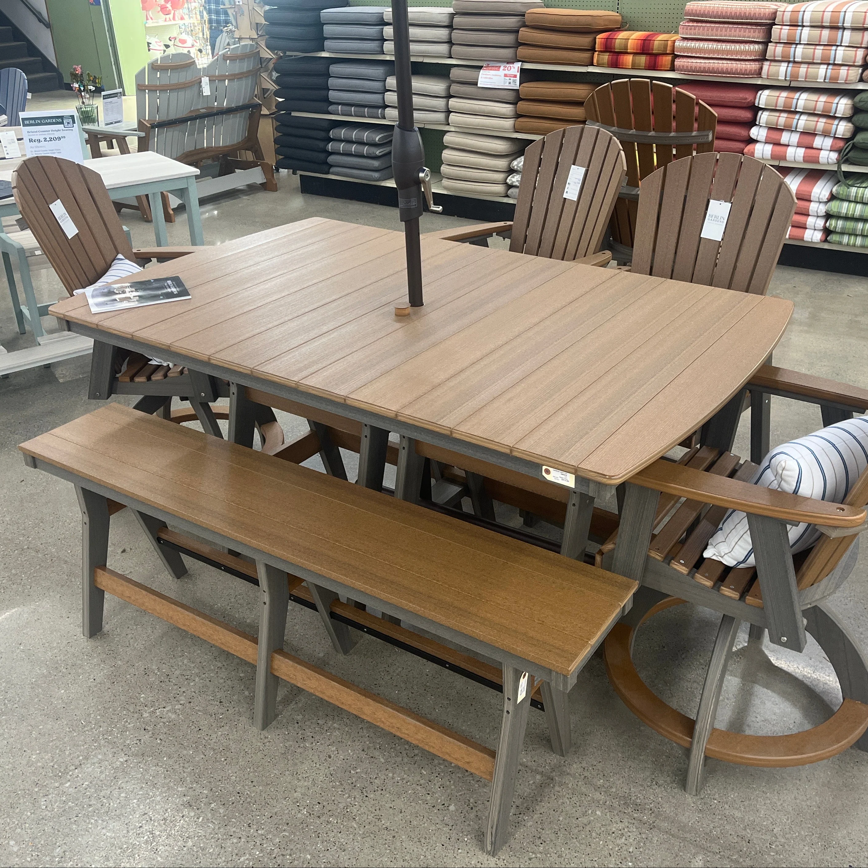 Berlin Gardens, 44” x 72” Harbor Counter Height Table, Antique Mahogany on Costal Gray - Image 2