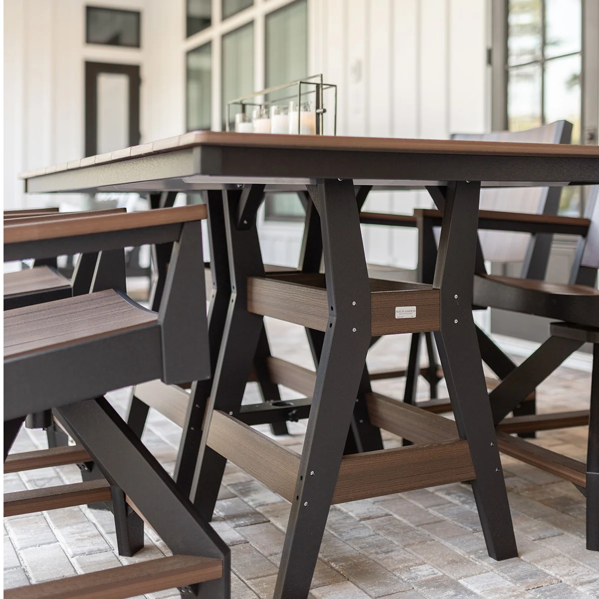 Berlin Gardens, 44” x 72” Harbor Counter Height Table, Antique Mahogany on Costal Gray - Image 4