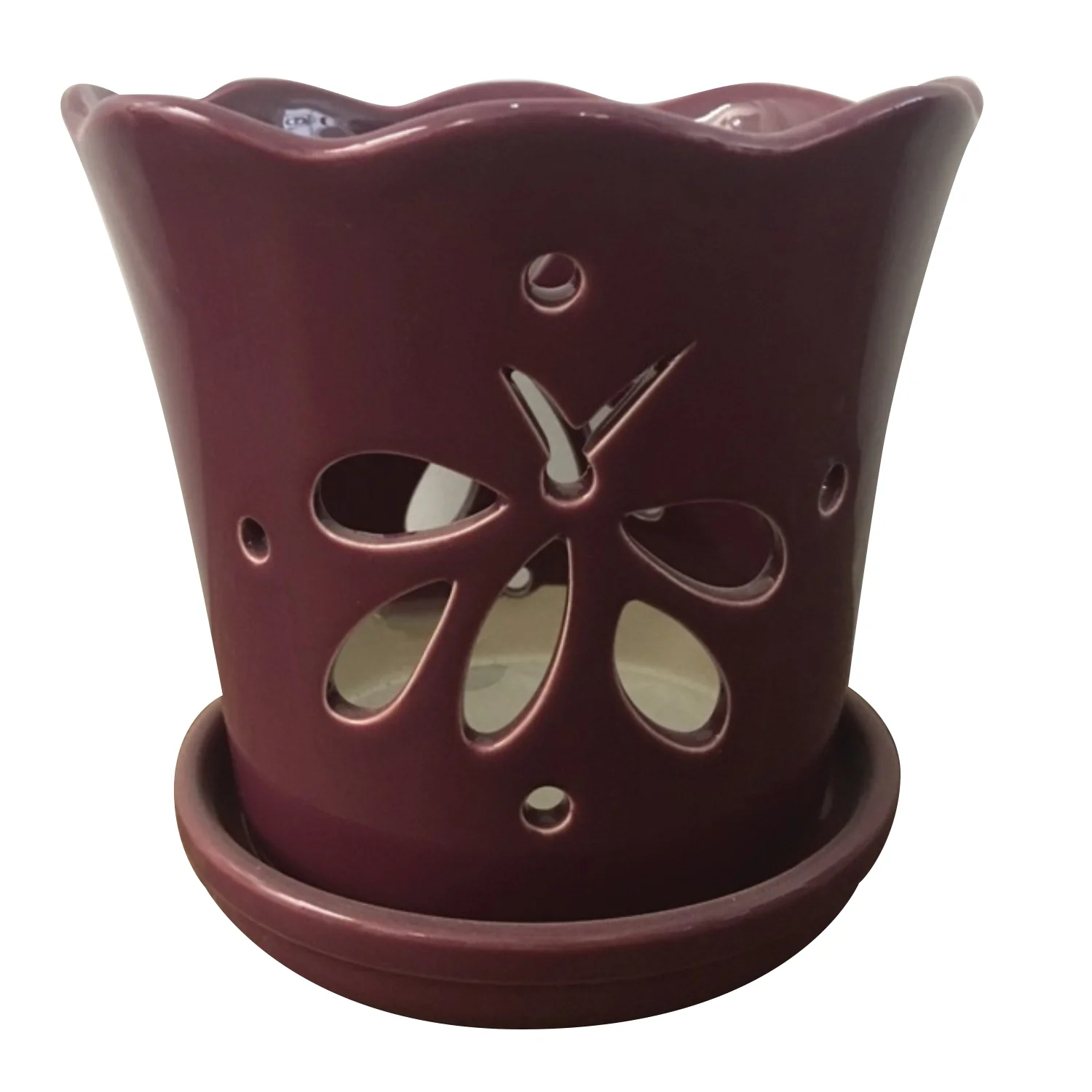 Border Concepts Butterfly Orchid Pot w/ Attached Saucer, 5-Inch (Colors Vary) - Image 4