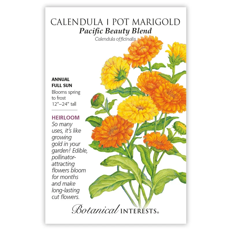 Calendula Pot Marigold, Pacific Beauty Blend Botanical Interests Seeds