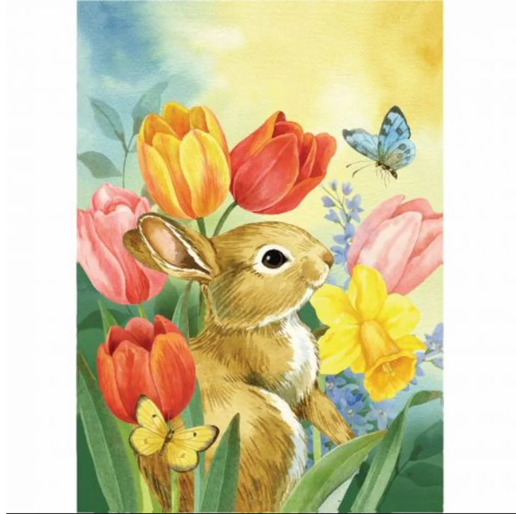 Carson Home Accents, Tulip Bunny Garden Flag