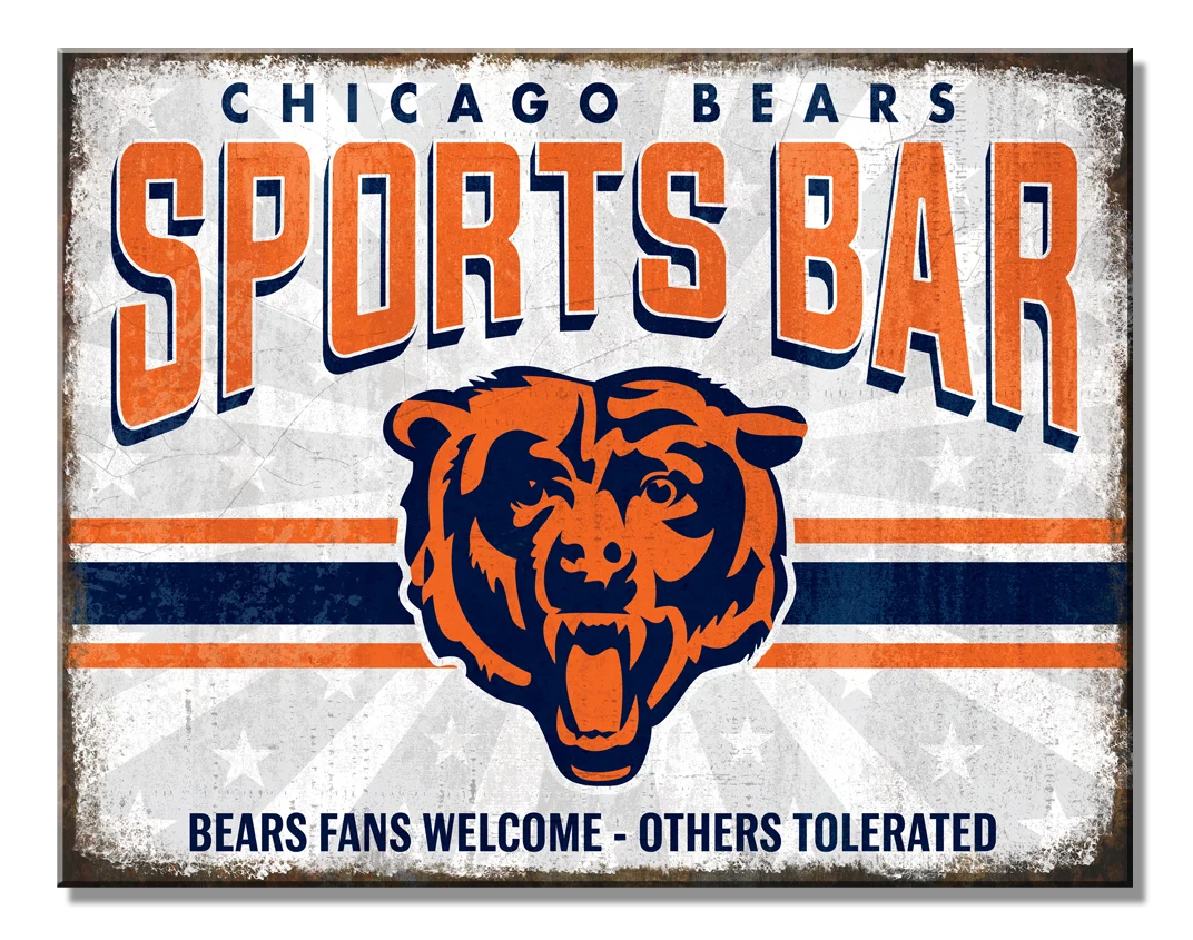 Chicago Bears Bar - 12.5in x 16in Metal Sign
