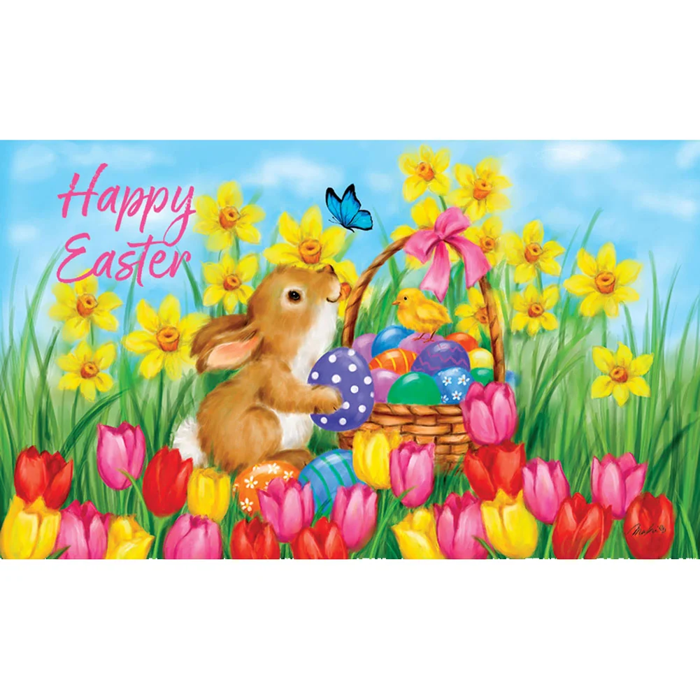Custom Decor, Bunny and Basket Mat