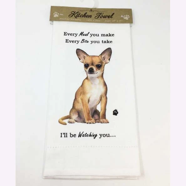 E&S Pets Kitchen Towel- Tan Chihuahua