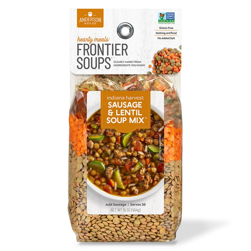 Frontier Soups, Indiana Harvest Sausage & Lentil Soup Mix, 16 oz.