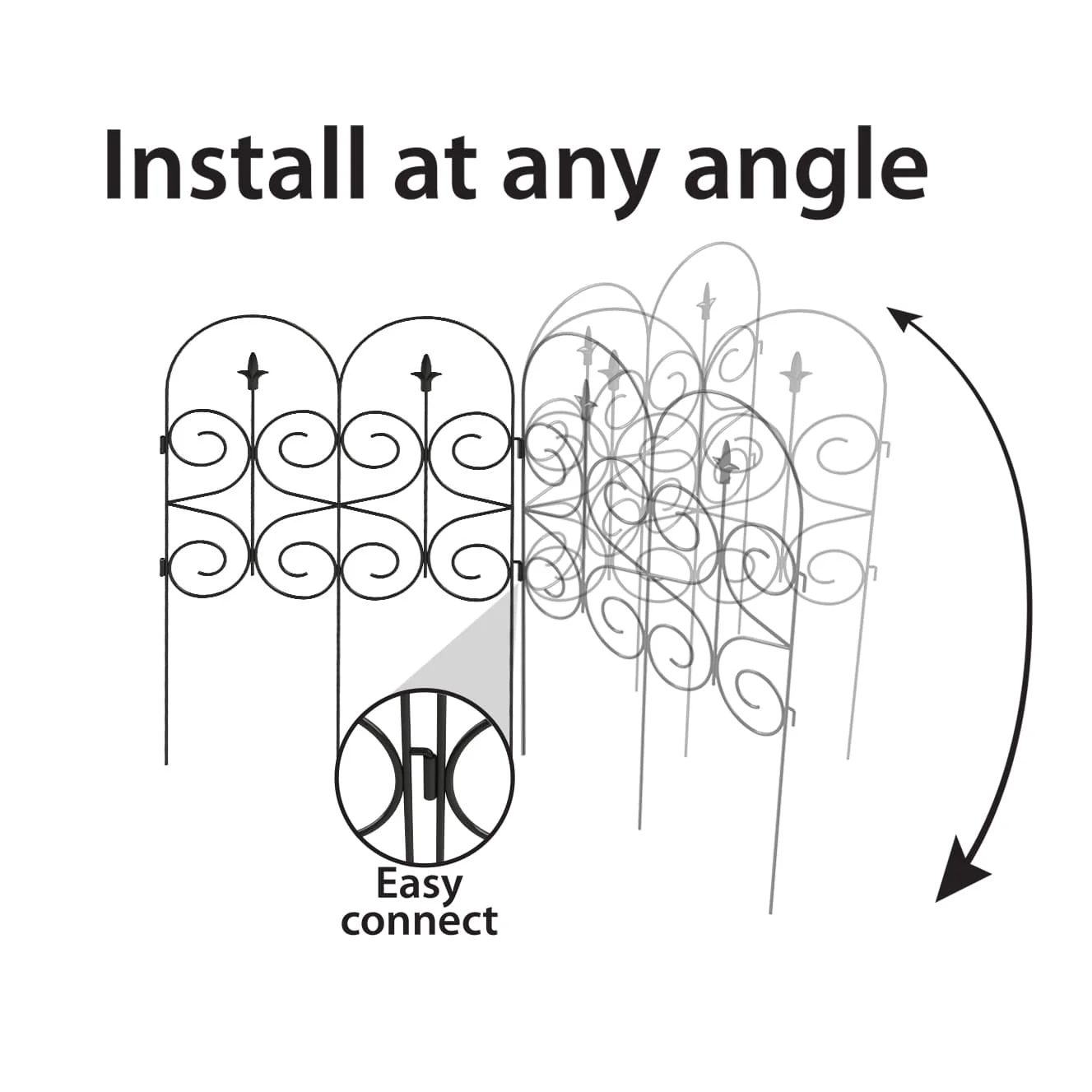 Garden Zone Magnolia No Dig Decorative Border Fence Section, Black, 32 in. x 24 in. - Image 3