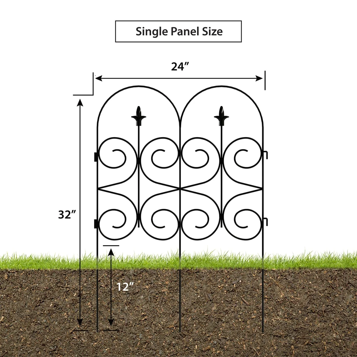 Garden Zone Magnolia No Dig Decorative Border Fence Section, Black, 32 in. x 24 in. - Image 5