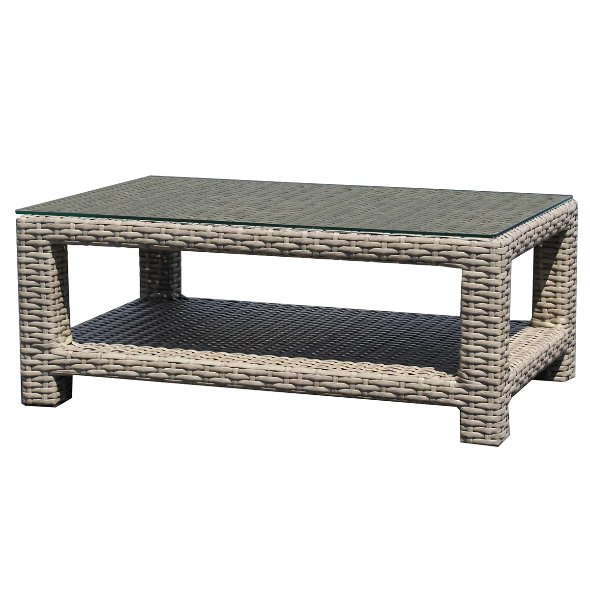 NorthCape, Grand Stafford Rectangular Coffee Table with Glass