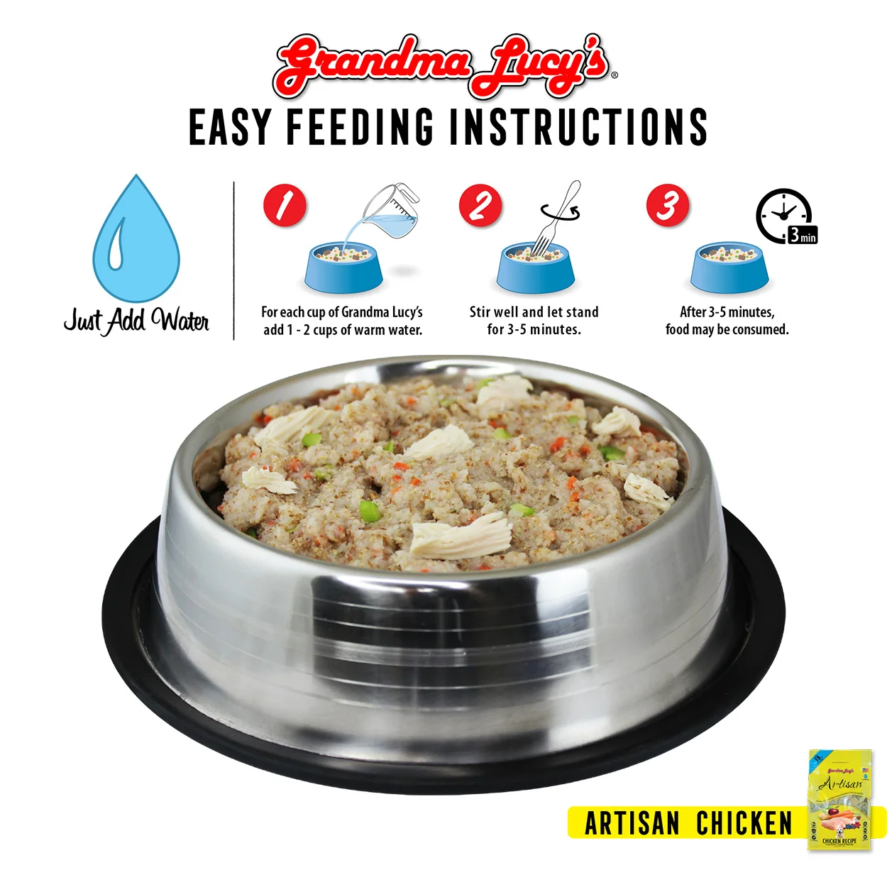Grandma Lucy's Artisan Freeze-Dried Chicken Recipe Dog Food, 10 lb - Image 3