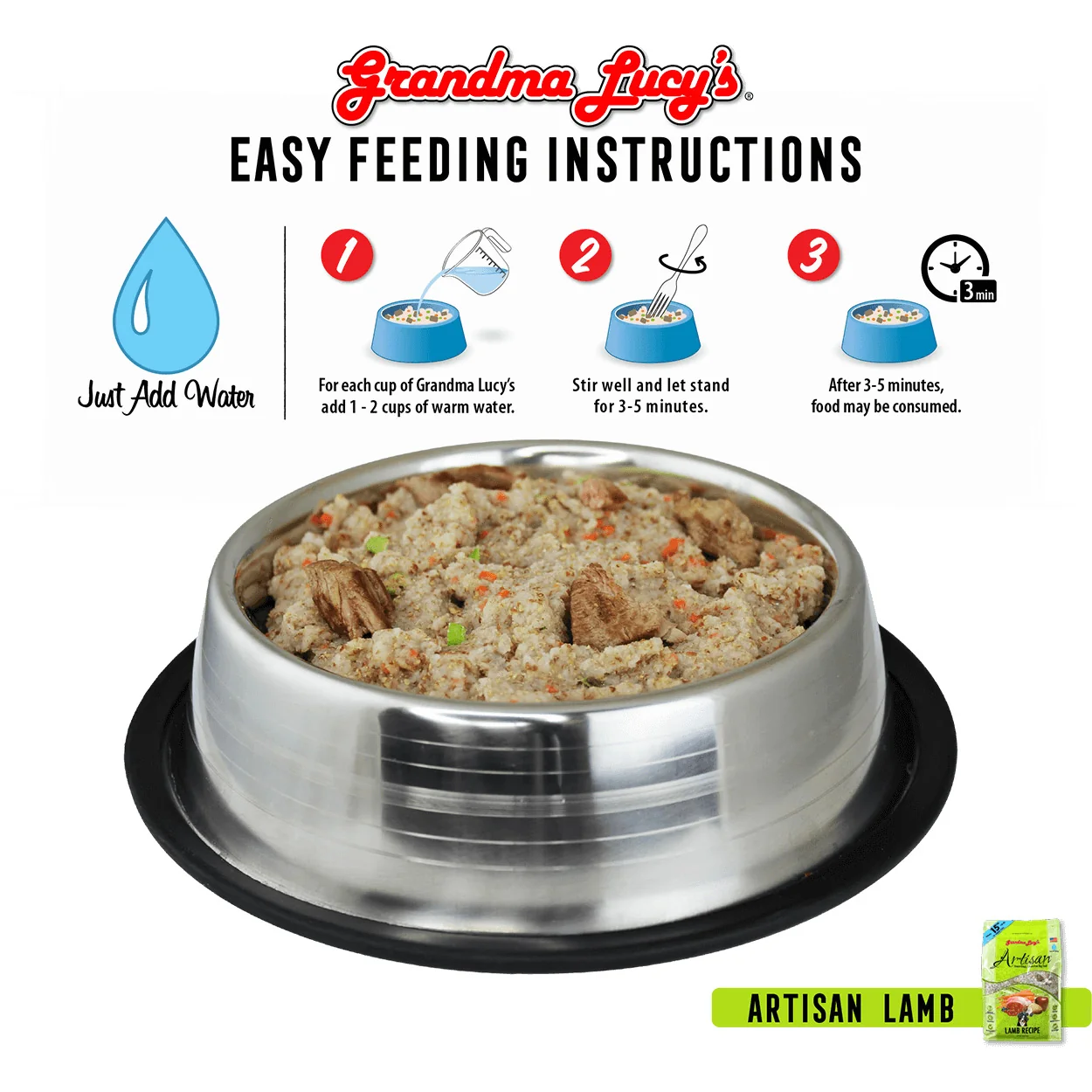 Grandma Lucy's Artisan Freeze-Dried Lamb Recipe Dog Food, 3 lb - Image 3