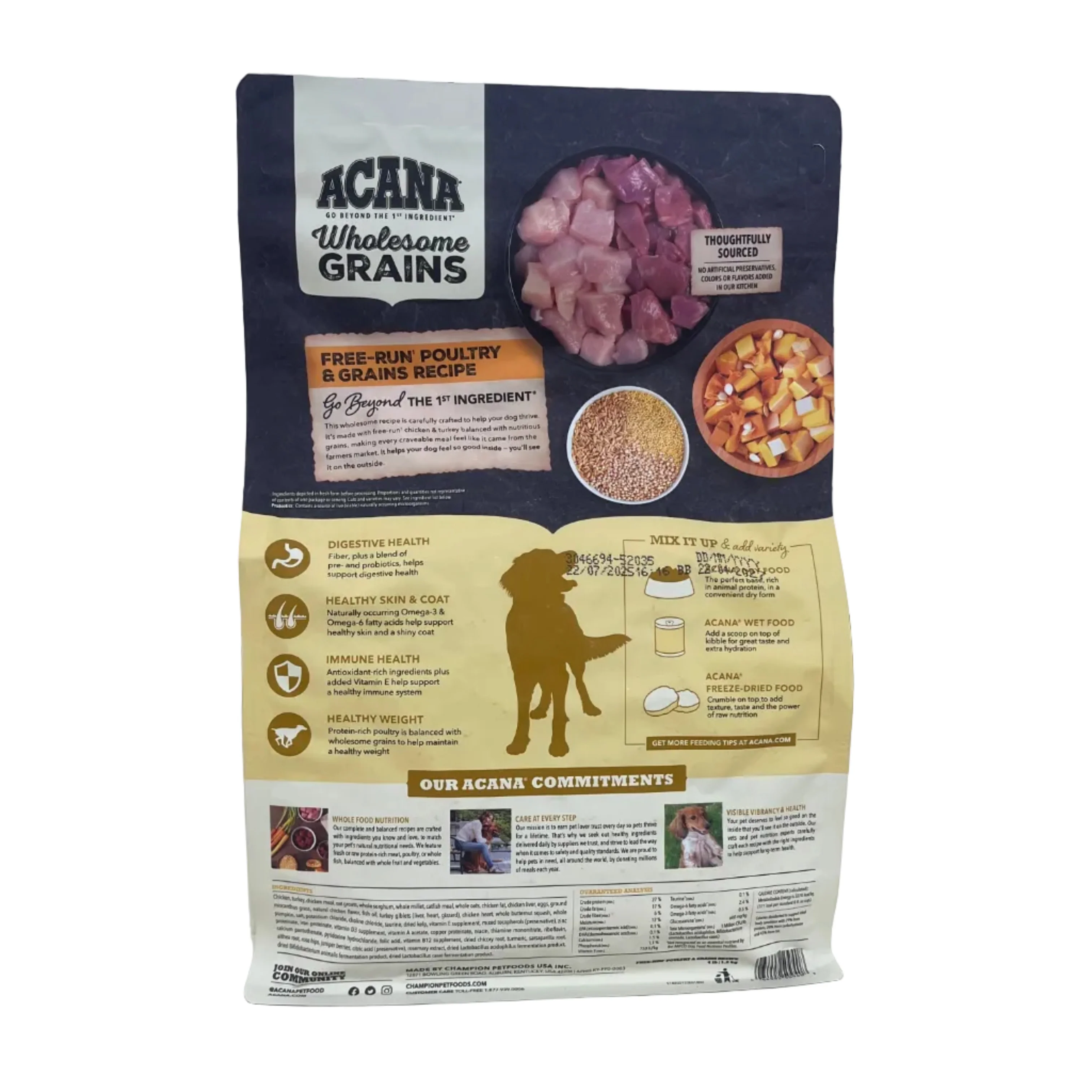 Acana Wholesome Grains Free-Run Poultry & Grains Recipe Dog Food, 4lb - Image 2