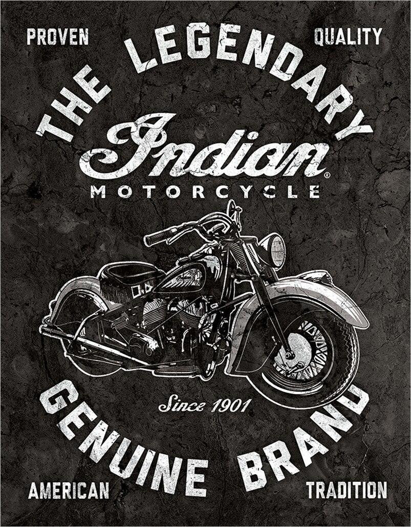 Indian Motorcycle - Legendary - 12.5in x 16in Metal Sign