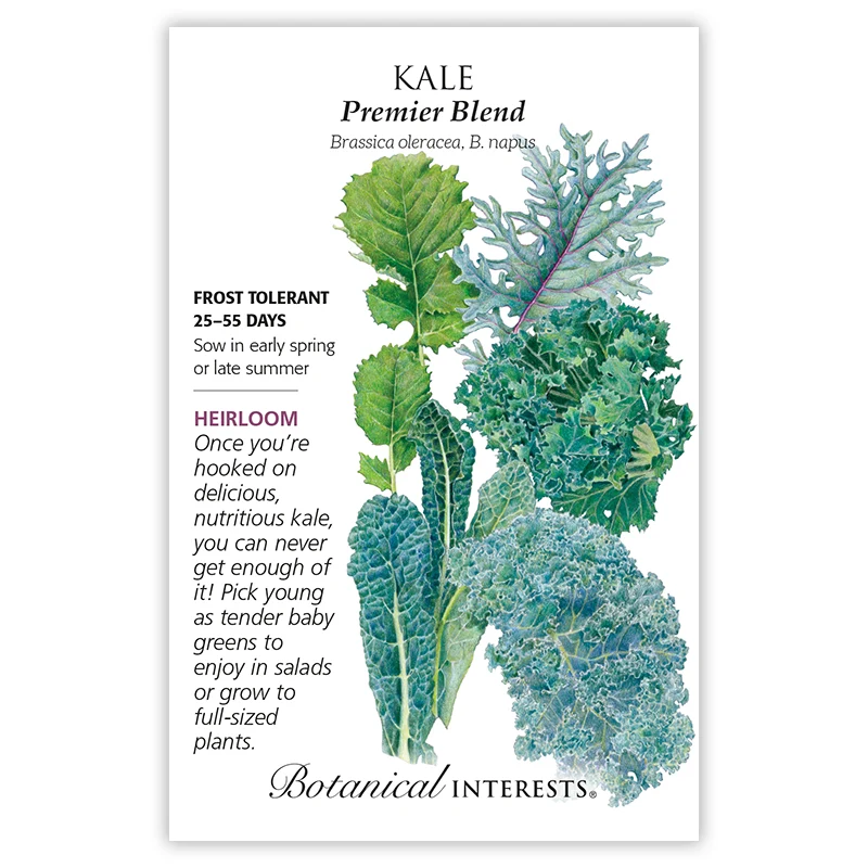Kale, Botanical Interests Premier Blend Seeds (Heirloom)