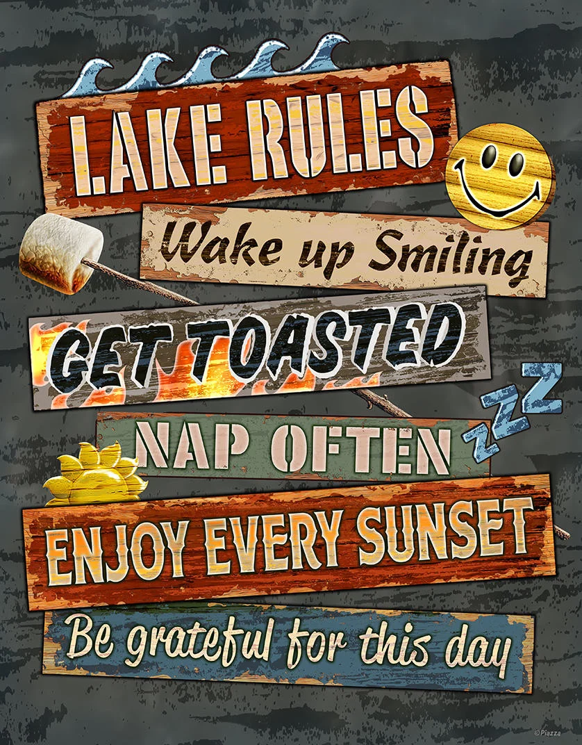 Lake Rules - 12.5in x 16in Metal Sign