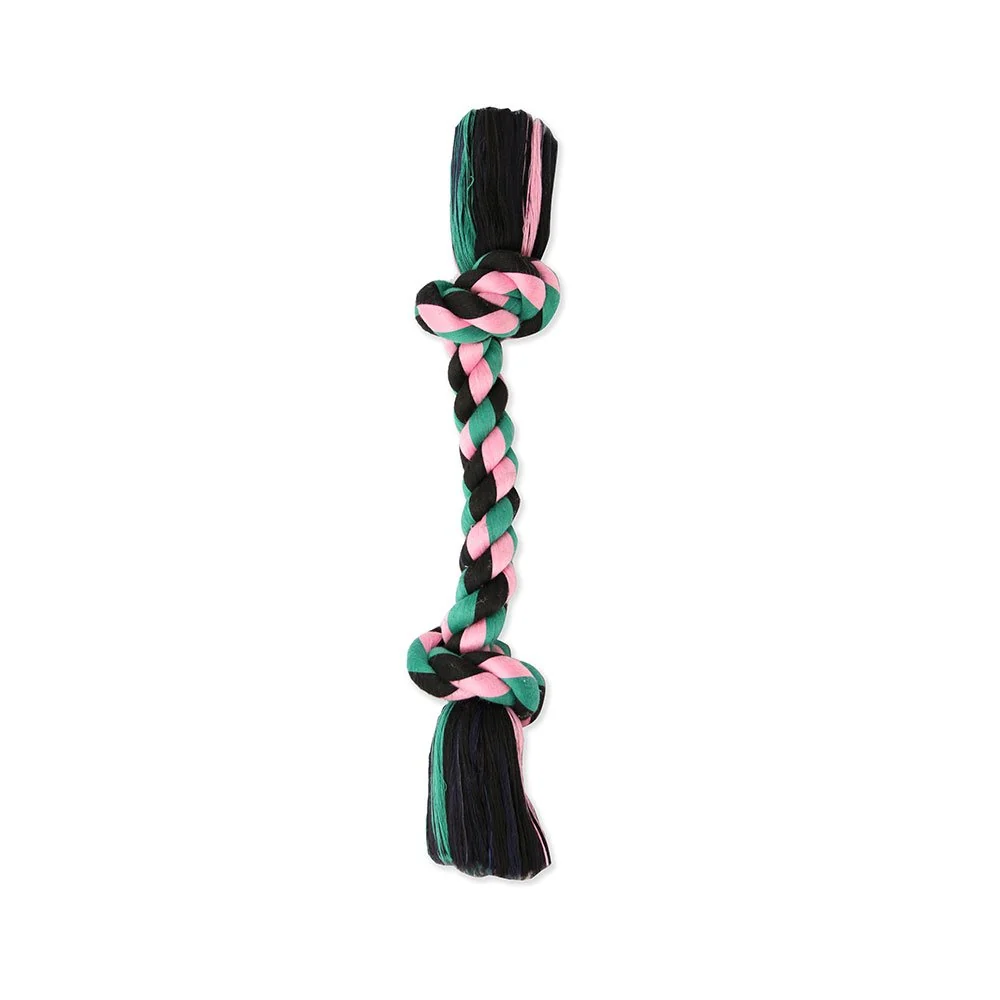 Mammoth Flossy Chews 2-Knot, Bones Color Rope Large Dog Toy, 14"