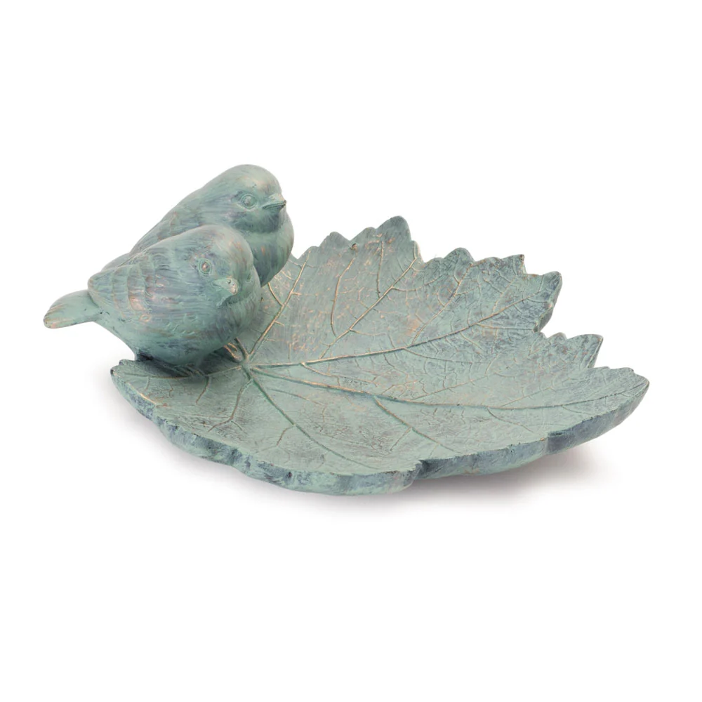 Melrose International, Leaf W/Birds, Resin, 3.75"