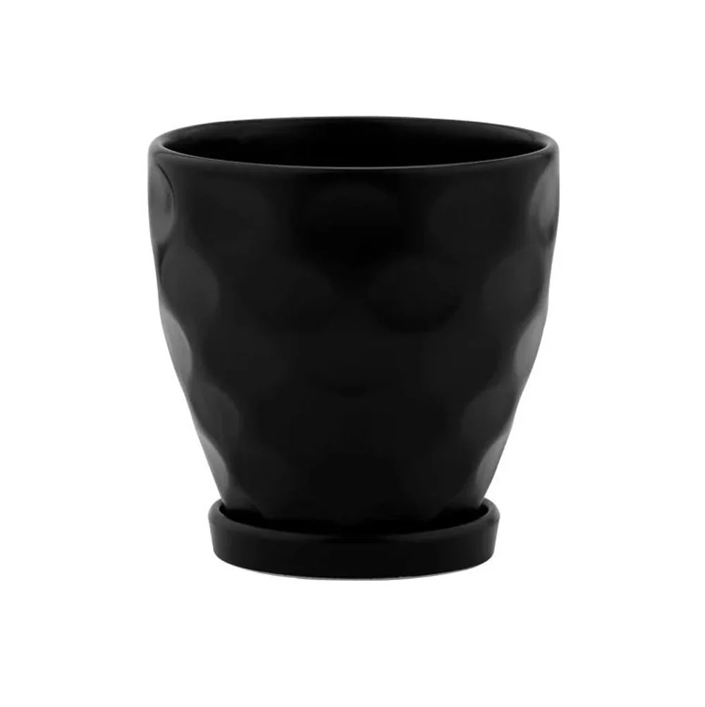 Napco, Black Dimpled Pot W/Saucer - Image 3