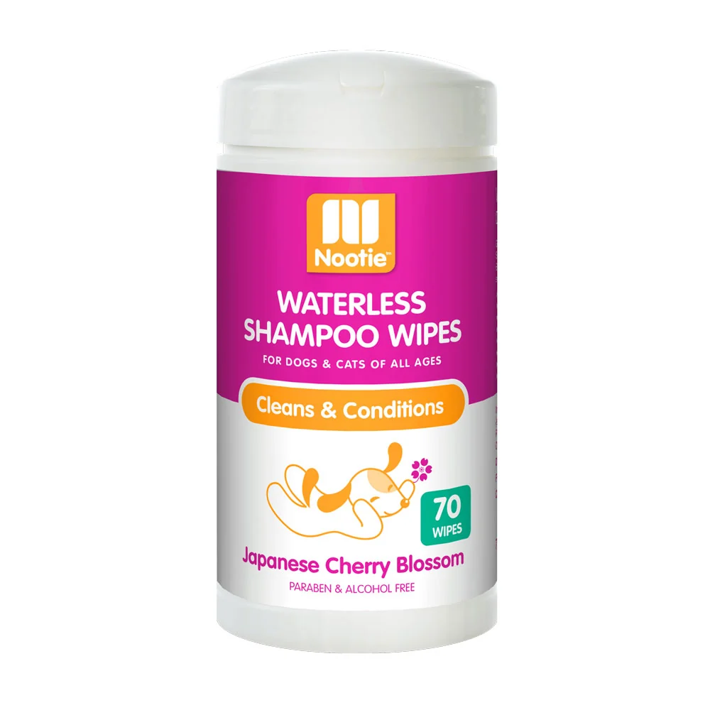 Nootie Waterless Shampoo Wipes, Japanese Cherry Blossom 70 Count