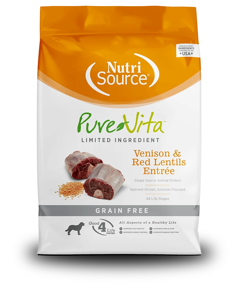 PureVita Venison & Red Lentils Entrée Grain-Free Dog Food, 25 LB