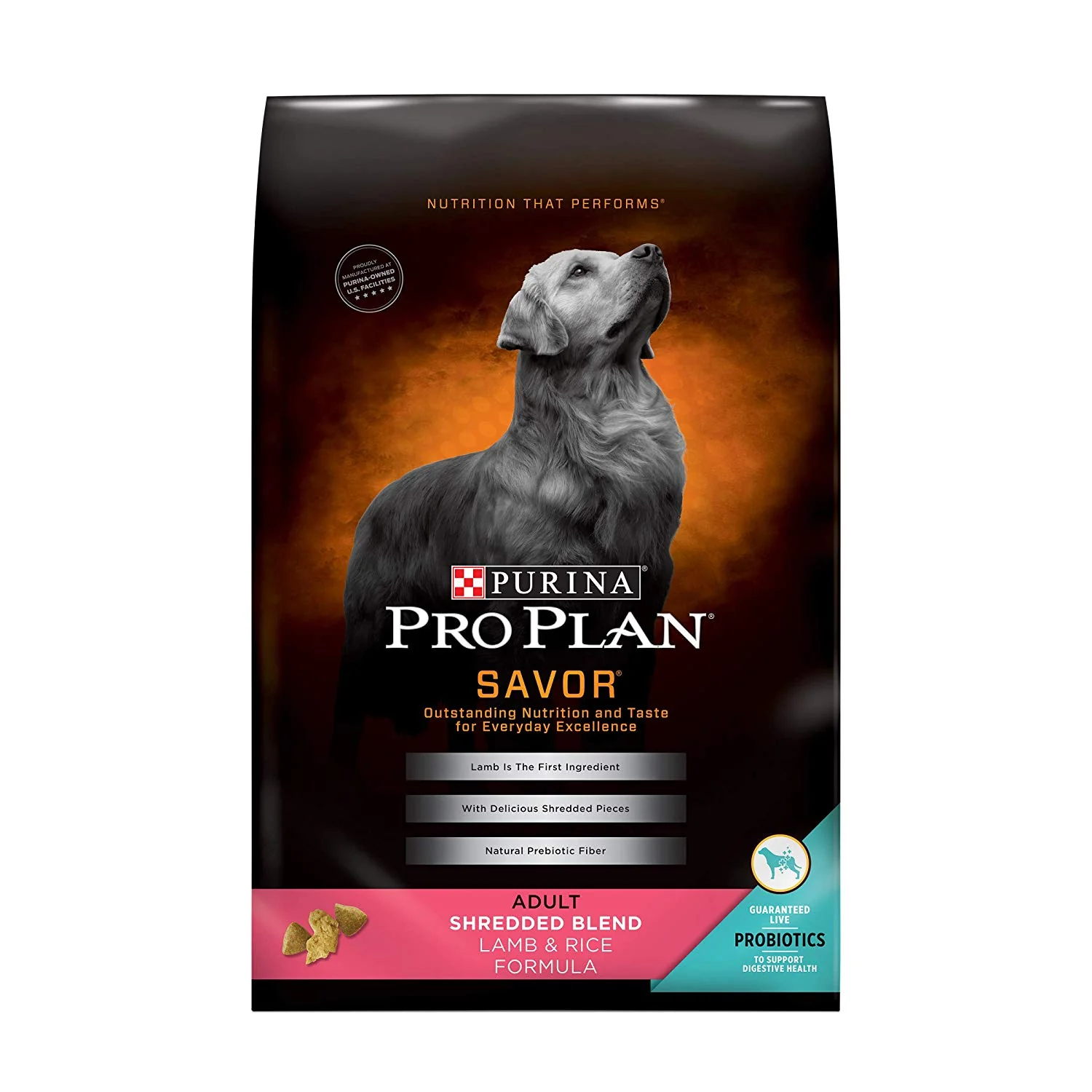 Purina Pro Plan Savor Adult Shredded Blend Lamb & Rice Dog Food, 35 LB