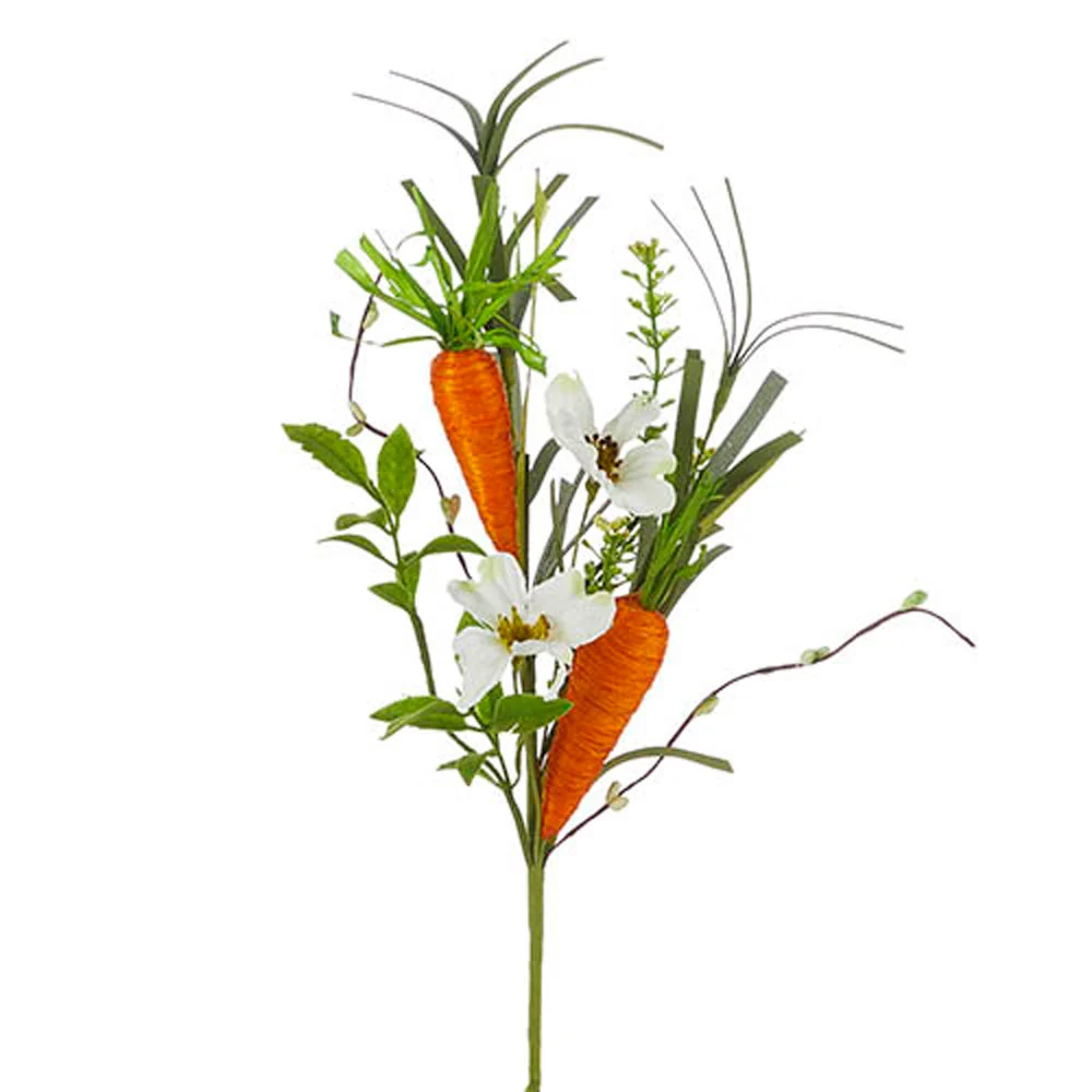 Raz, Carrots & Mixed Floral Pick, 14"