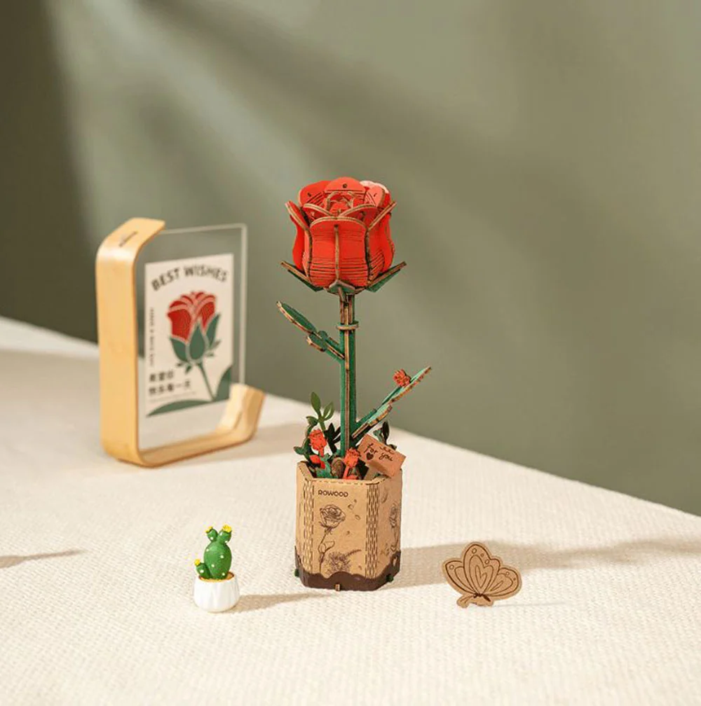 Robotime, Red Rose Wood Craft - Image 2