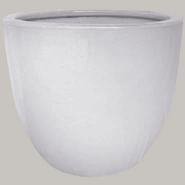 Round Egg Ceramic Planter, White, 15 in.