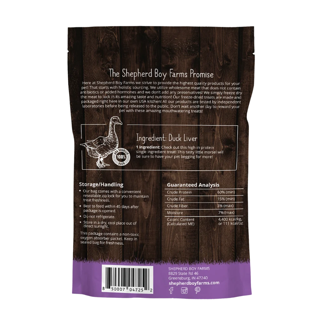 Shepherd Boy Freeze Dried Duck Liver, 3oz. - Image 2