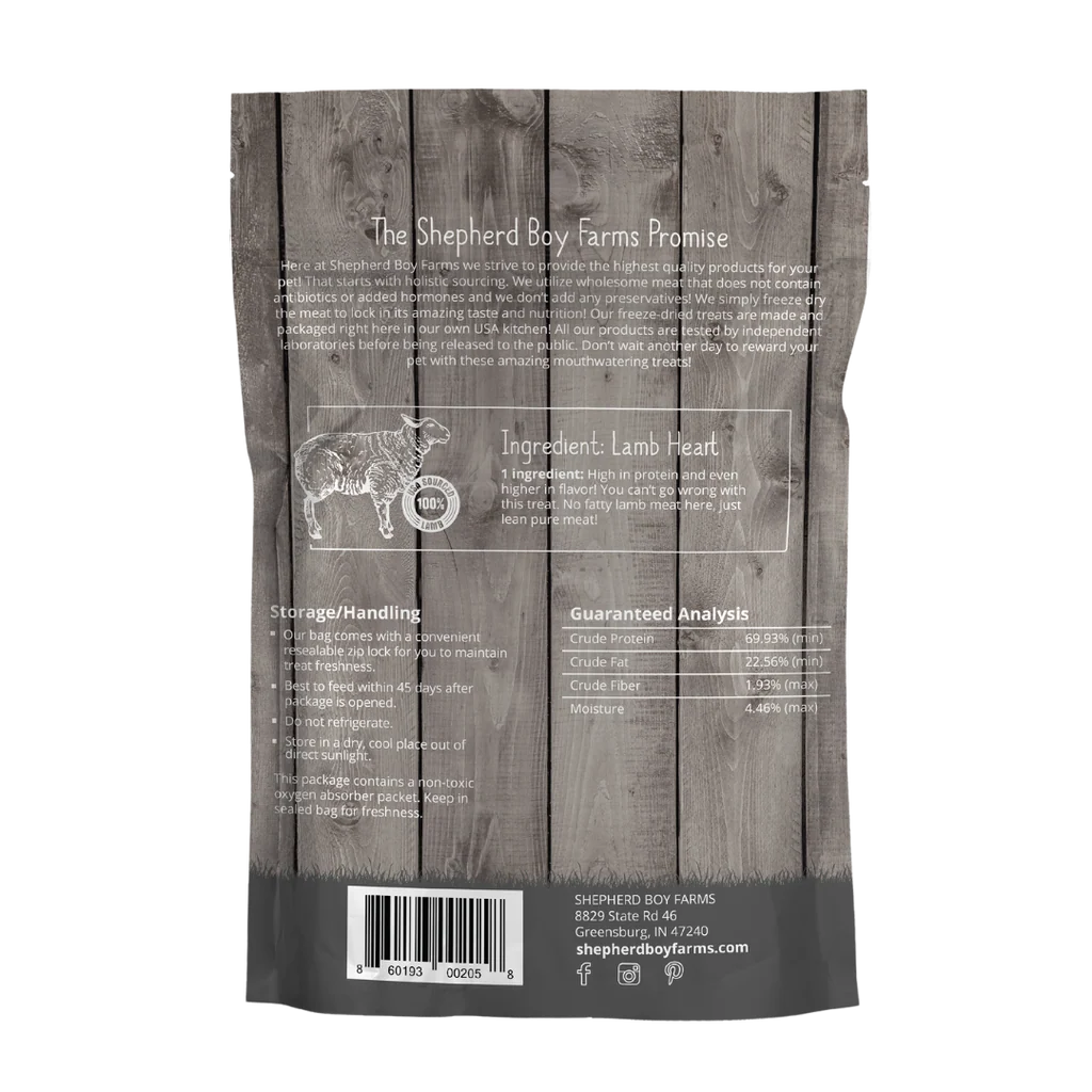Shepherd Boy Freeze Dried Lamb Heart, 3oz. - Image 2