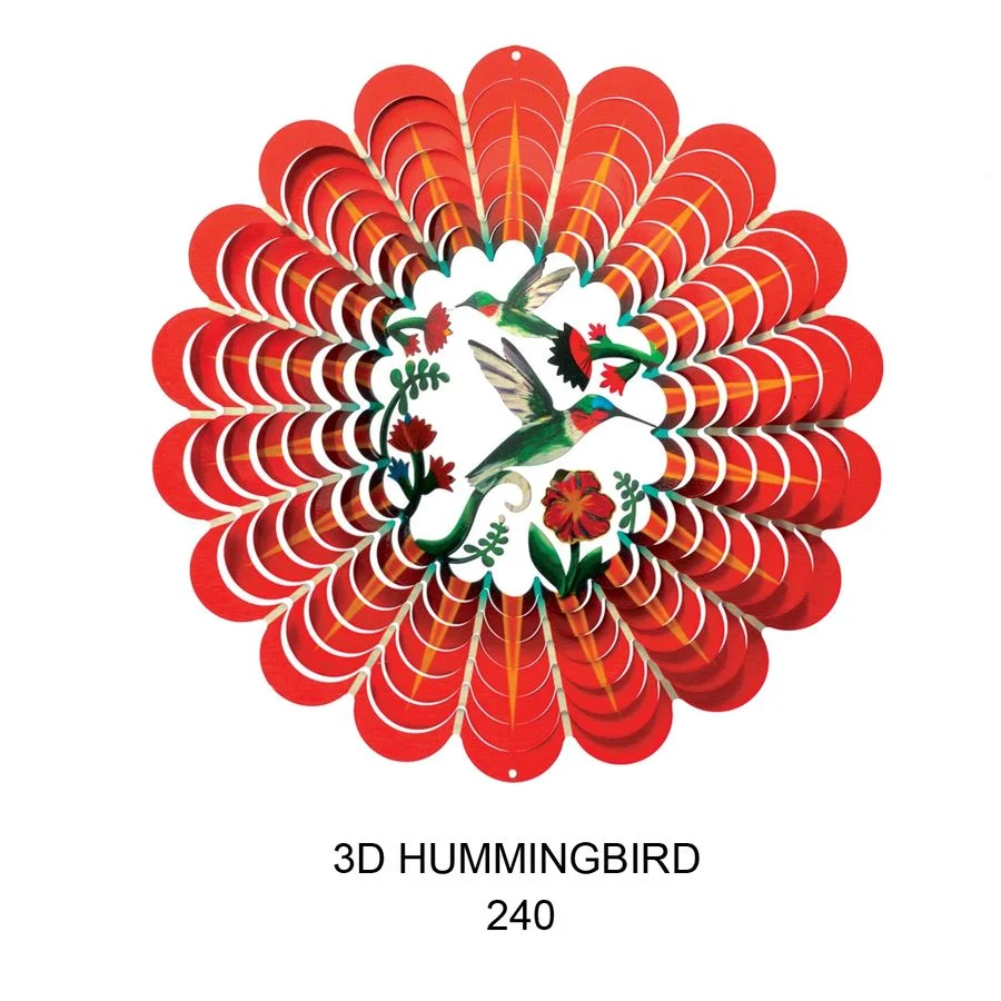 Spinfinity Designs 3D Hummingbird 12 in. Stainless Steel Wind Spinner