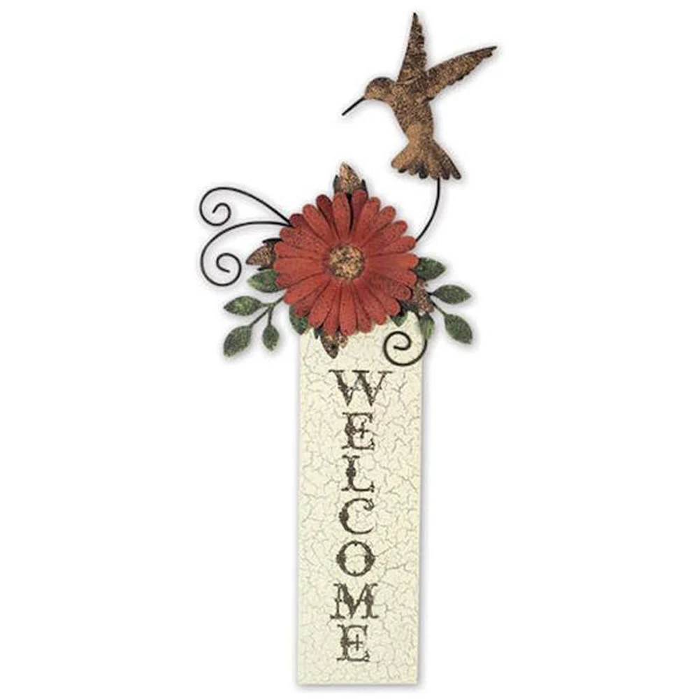Sunset Vista, Hummingbird Metal Welcome Sign, 19"