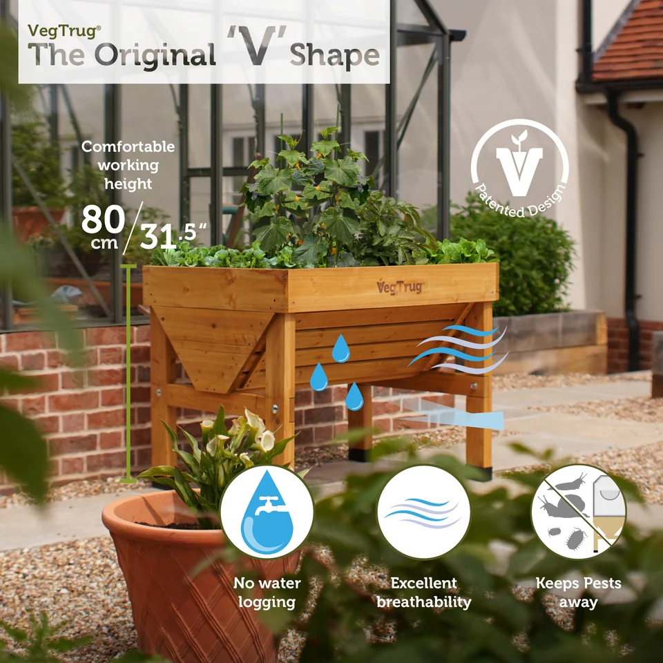 VegTrug Classic Raised Bed Cedar Wood Planter, Natural, Small 1m - Image 2