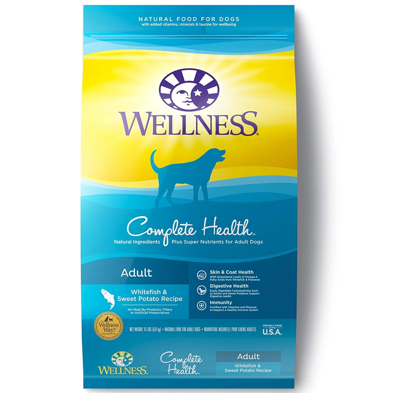 Wellness Complete Health Whitefish & Sweet Potato Adult Dog Food, 15 LB