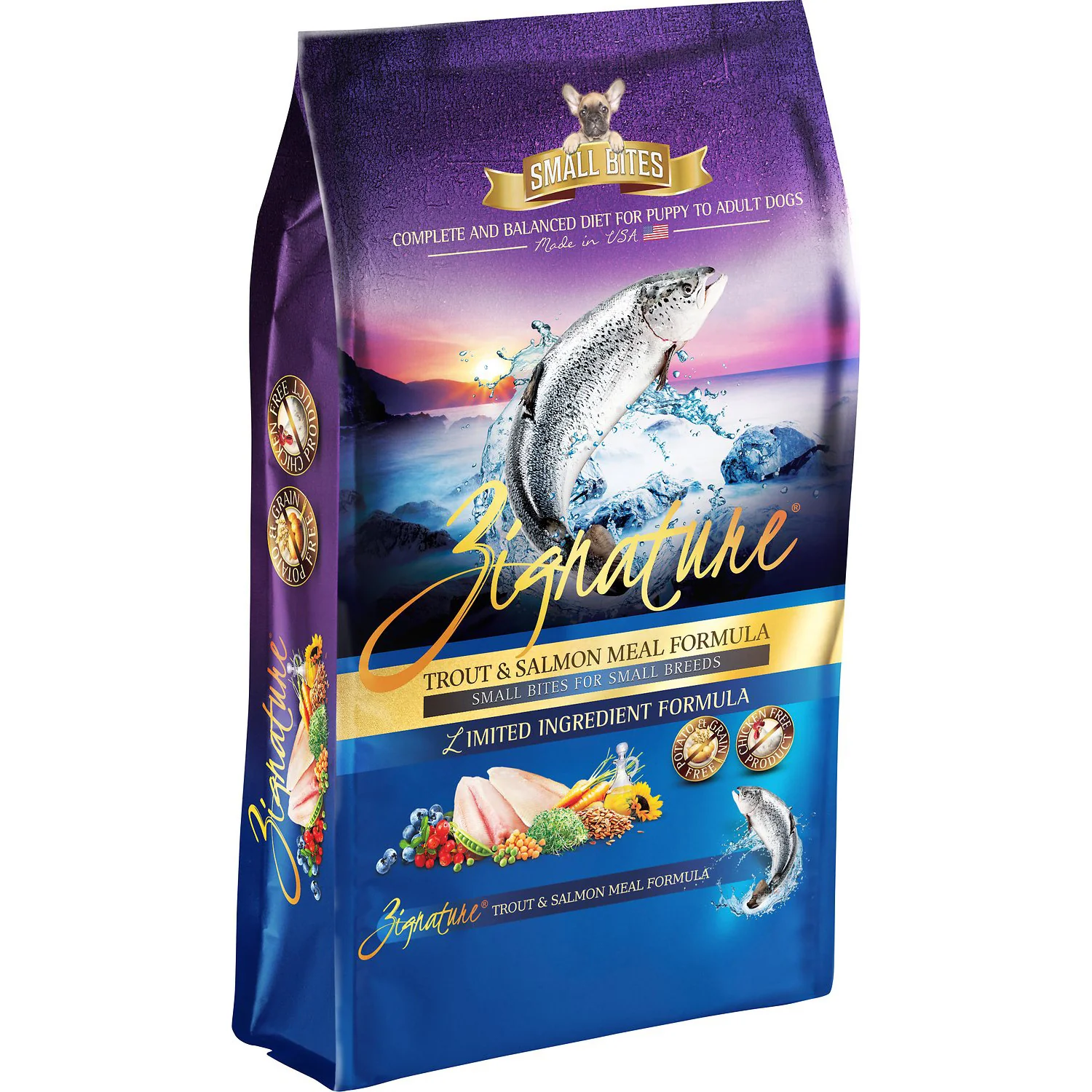 Zignature Small Bites Trout & Salmon Formula Dog Food, 4 LB